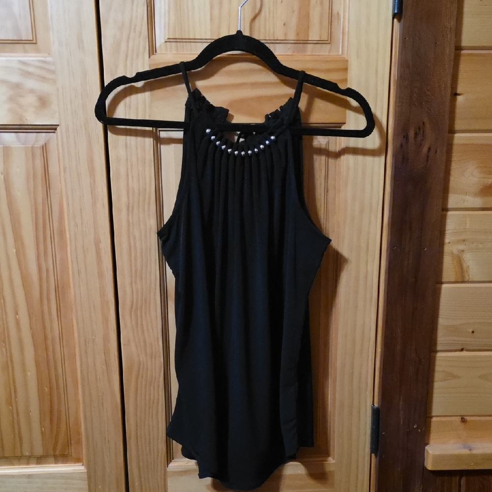 Michael Kors Black Halter Top with Silver Accents